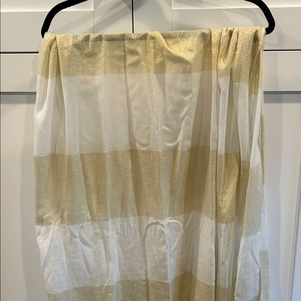 Charming Charlie Gold and White Striped Scarf